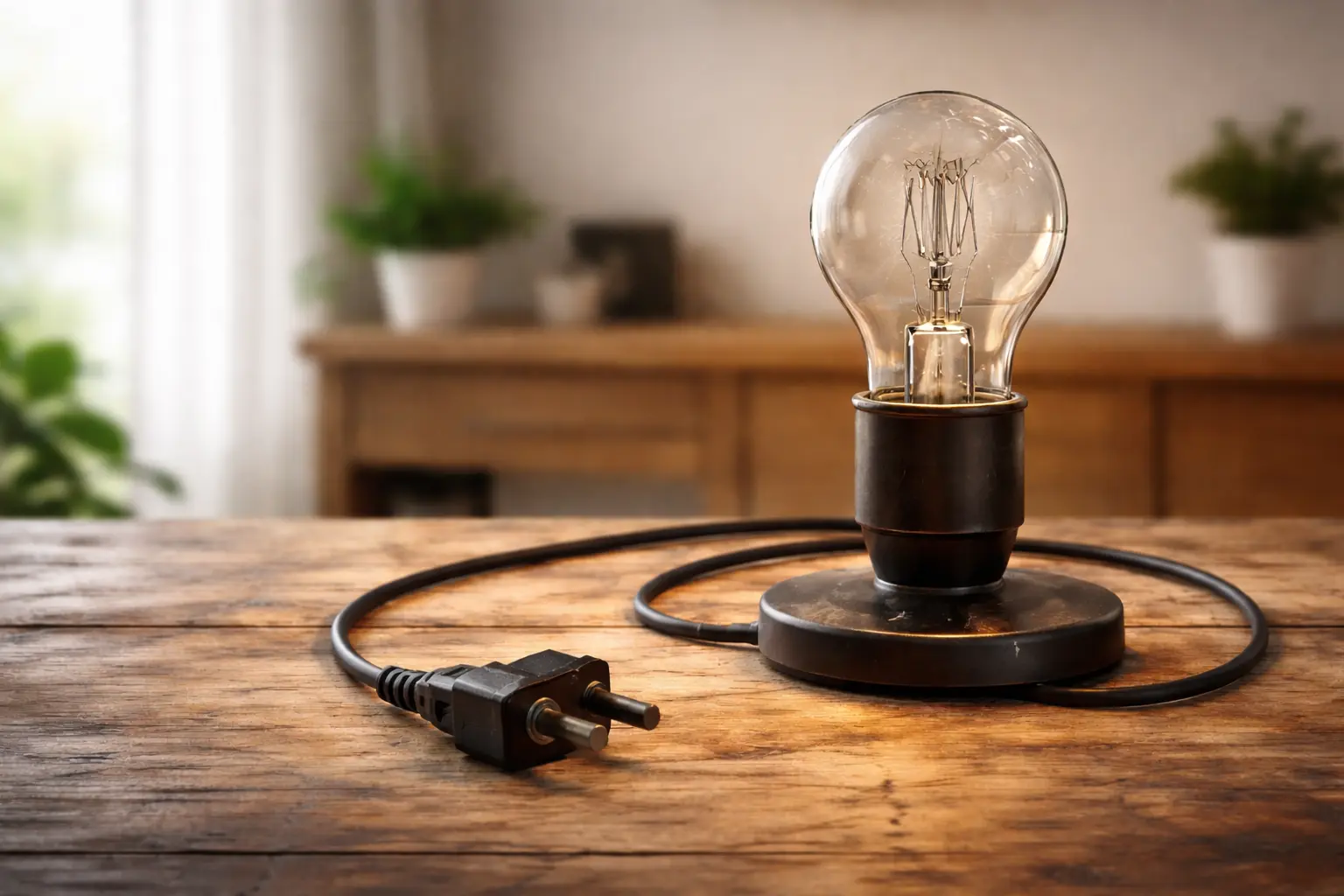 Spiritual Disconnection represented by a light bulb thats not connected.