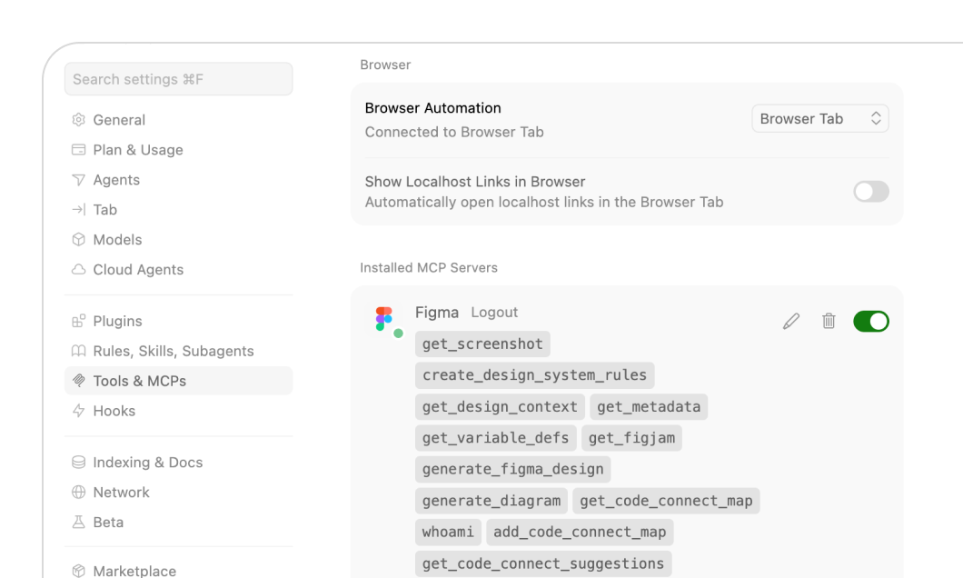 Configure MCP servers and plugins and connect your tools