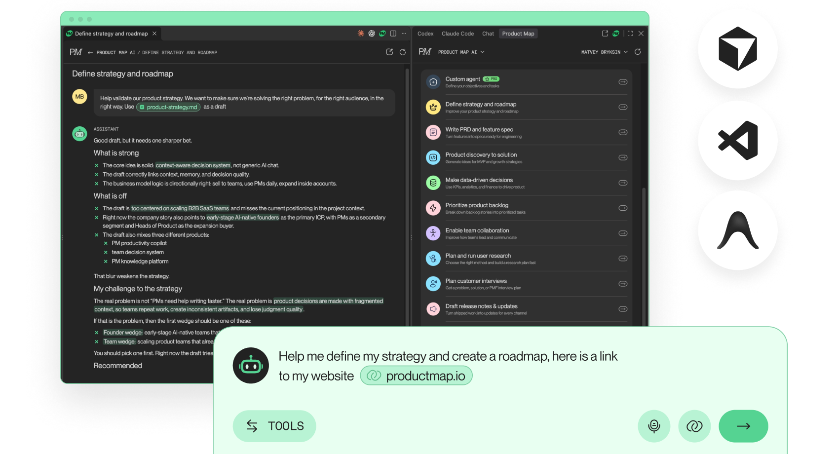 Product Map AI plugin for Cursor, VS code, Antigravity