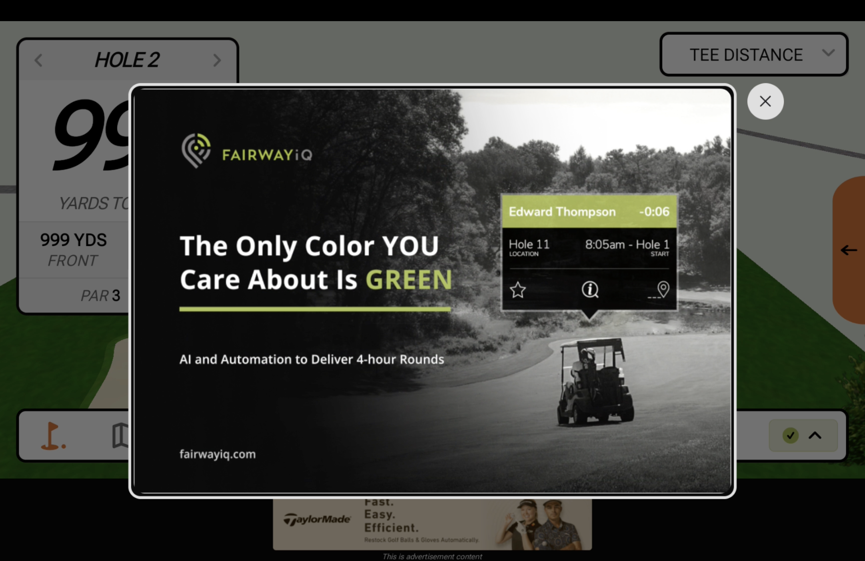 Full screen advertising on cart tablet