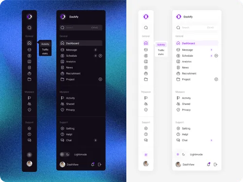 Dashboard sidebar design with Iconstica icons
