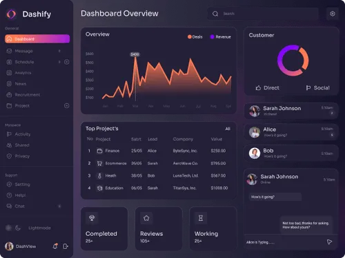 Dark Dashboard sidebar design with Iconstica icons