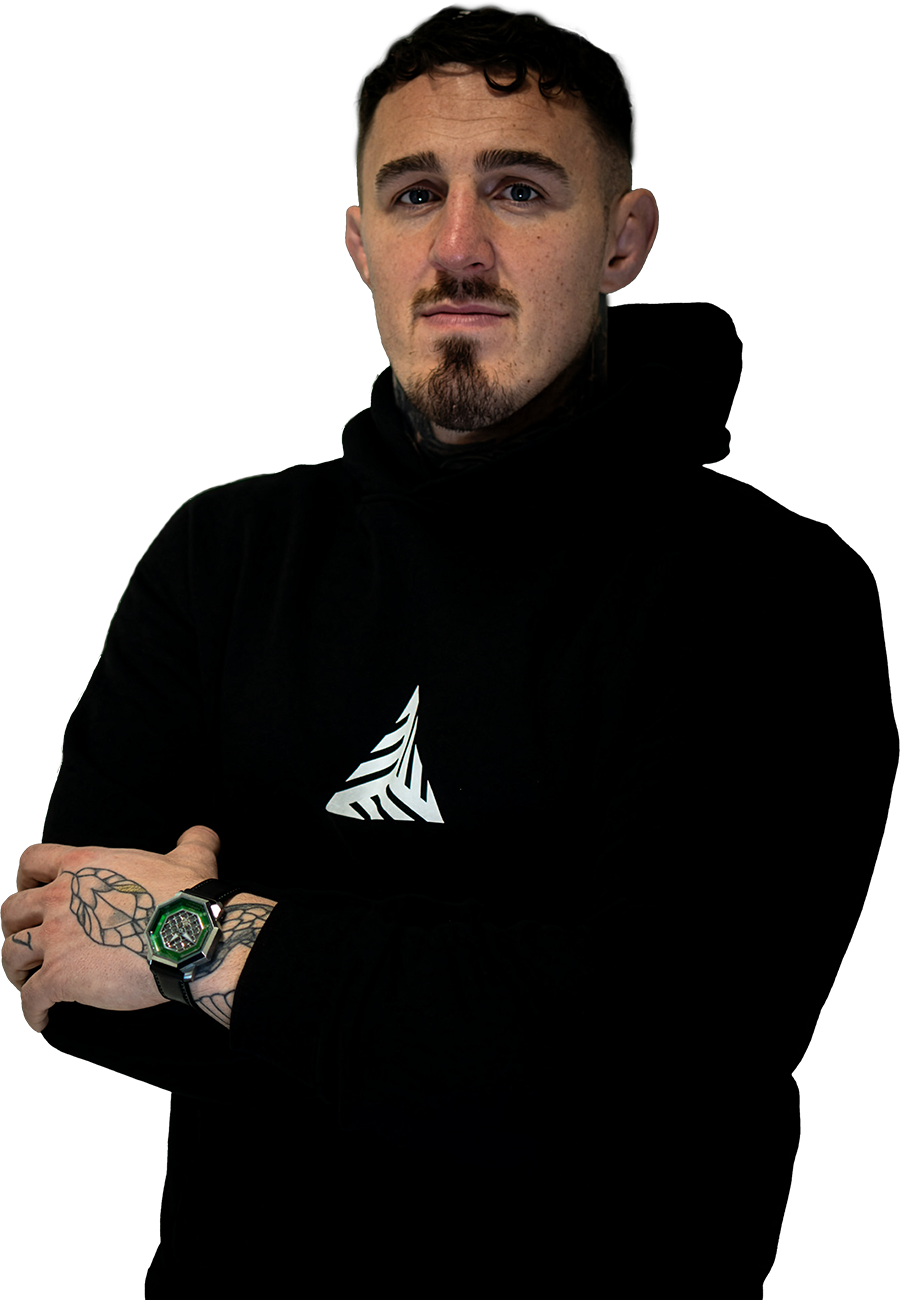 UFC Heavyweight Champion Tom Aspinall wearing the Reigi Octagon Signature Series watch