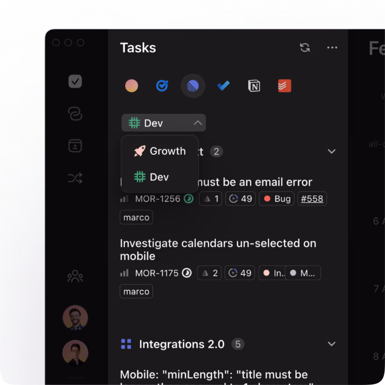 morgen linear task view