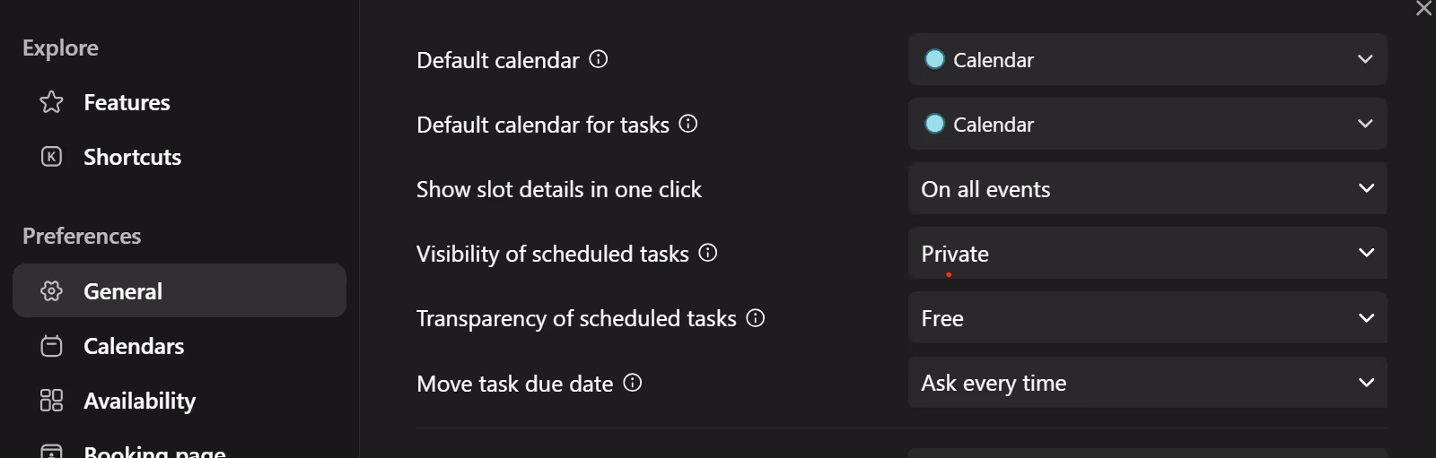 morgen general settings