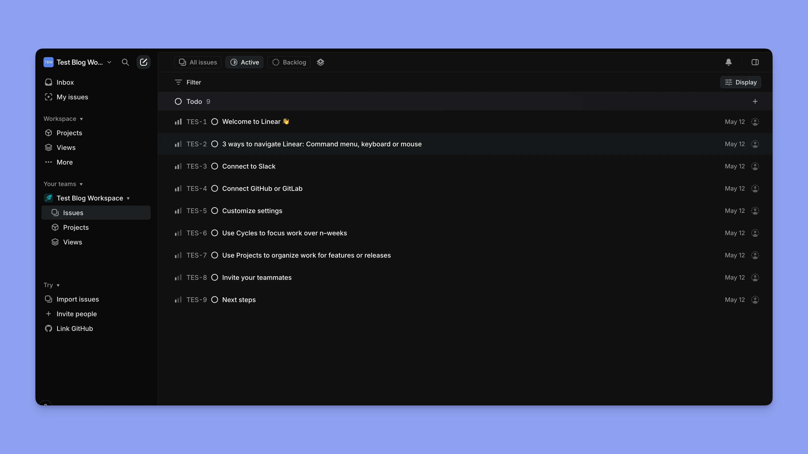 Linear app UI