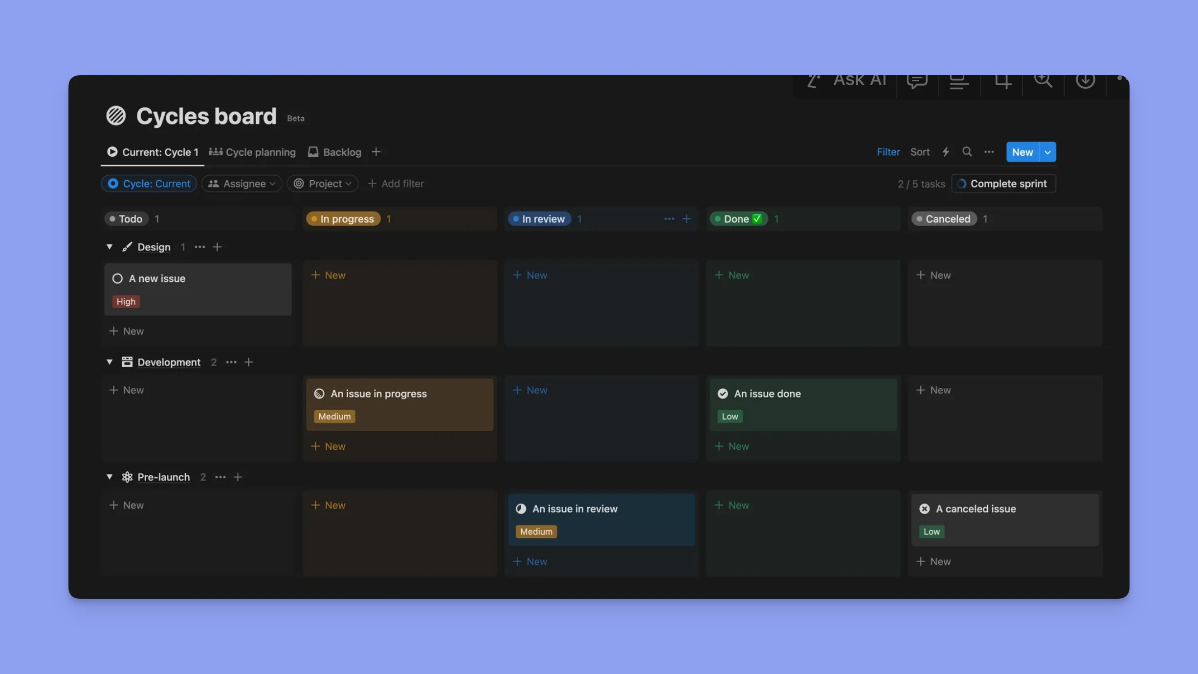 Linear app cycles