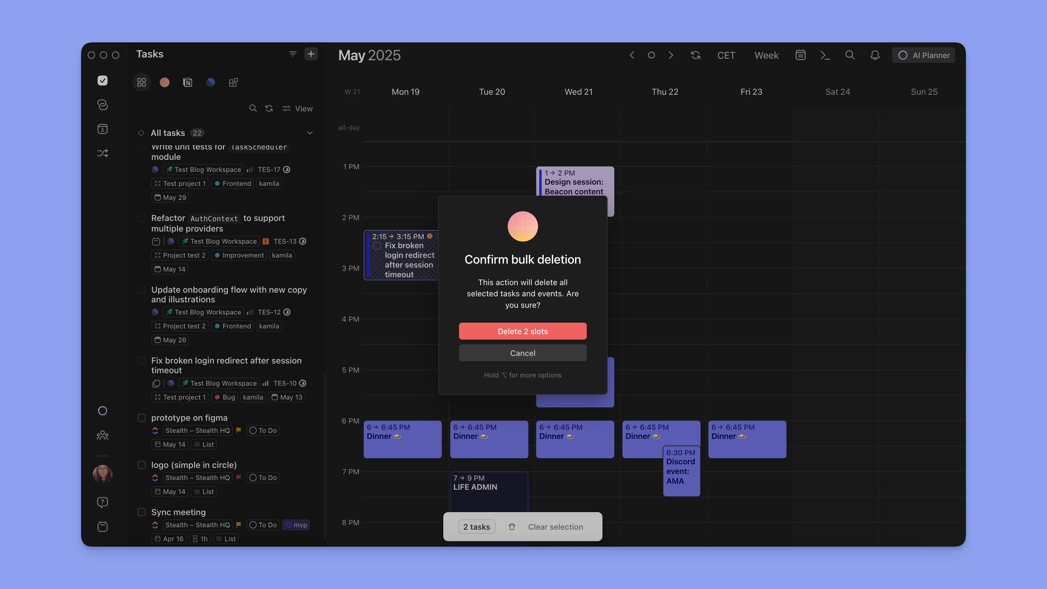 morgen bulk delete tasks