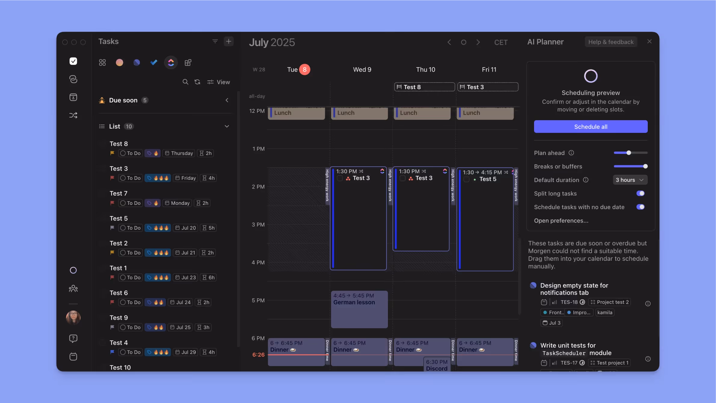 Morgen AI scheduling