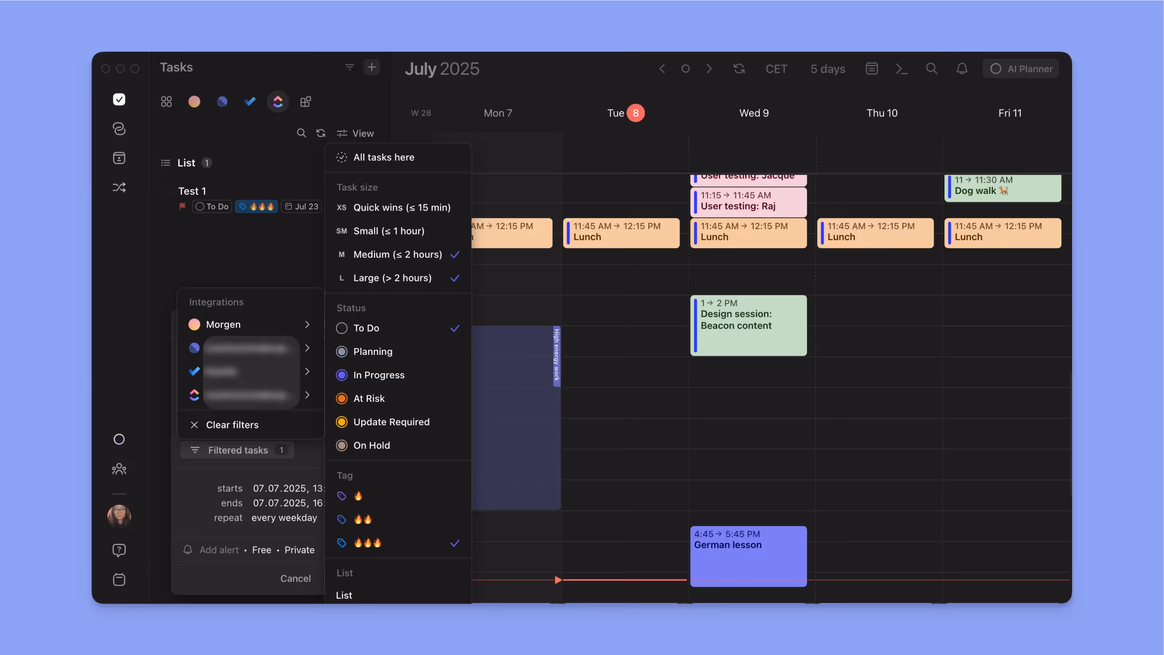 morgen clickup tasks multi-filters