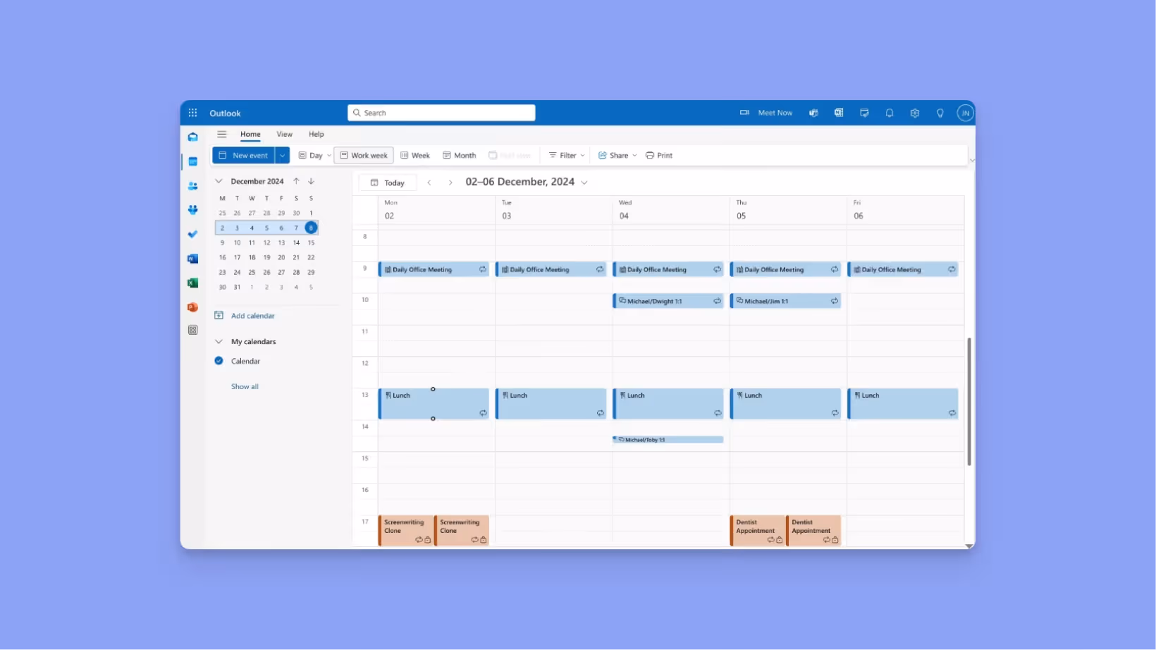 outlook calendar for calendar management