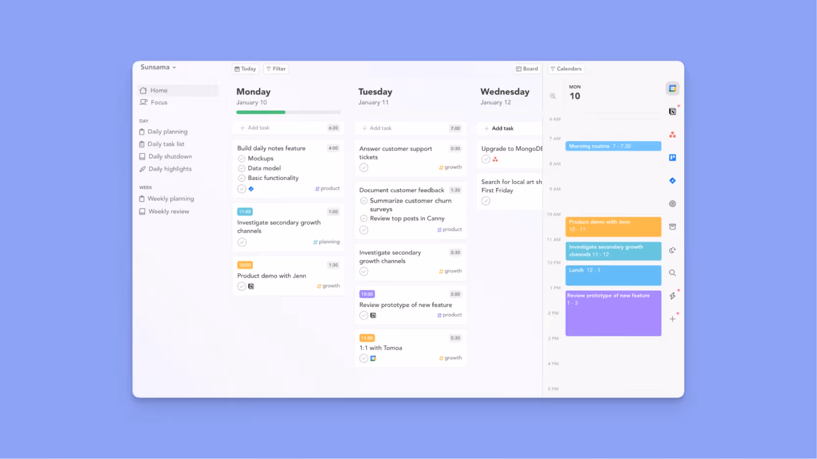 sunsama for project management