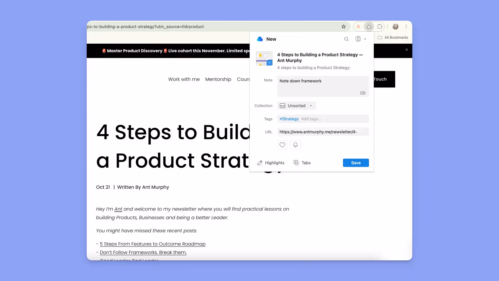 Raindrop chrome extension