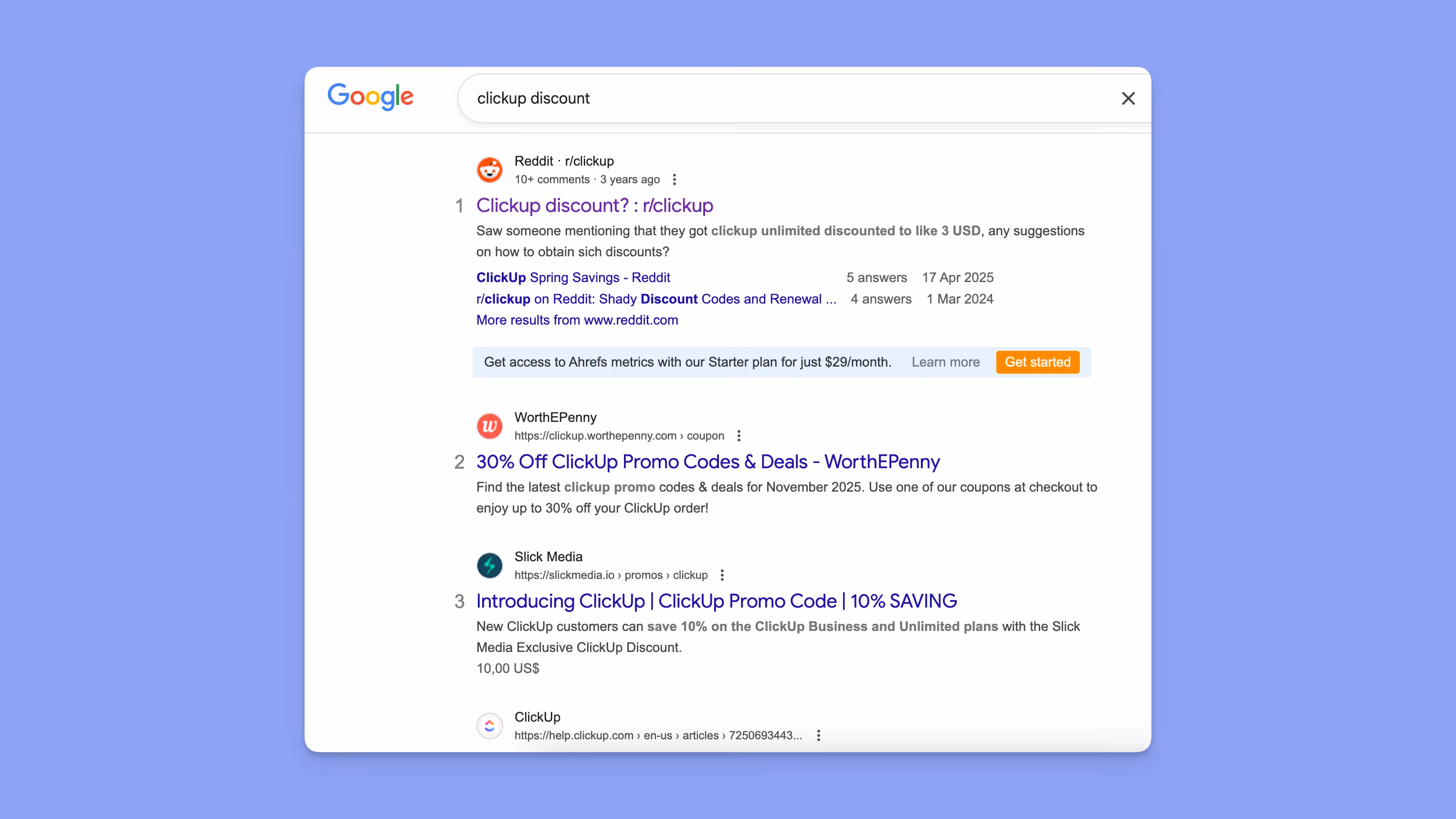 Clickup discount google search