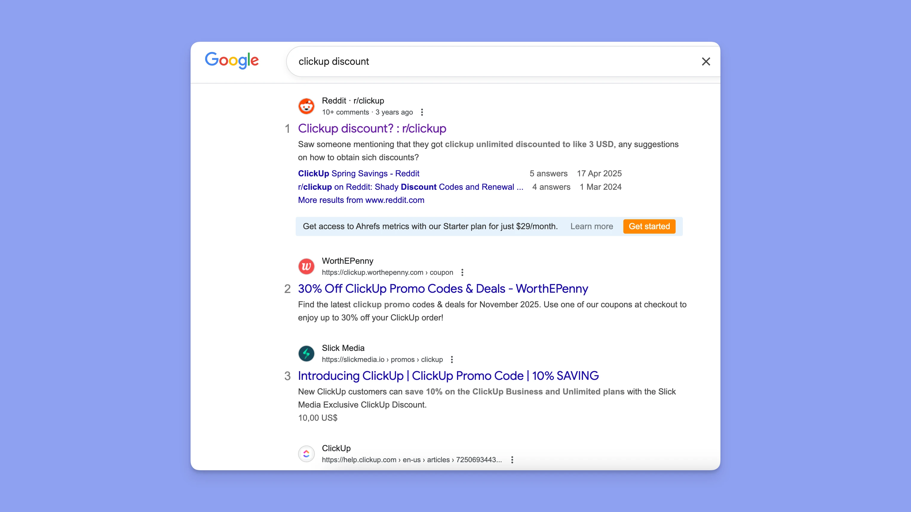 Clickup discount google search