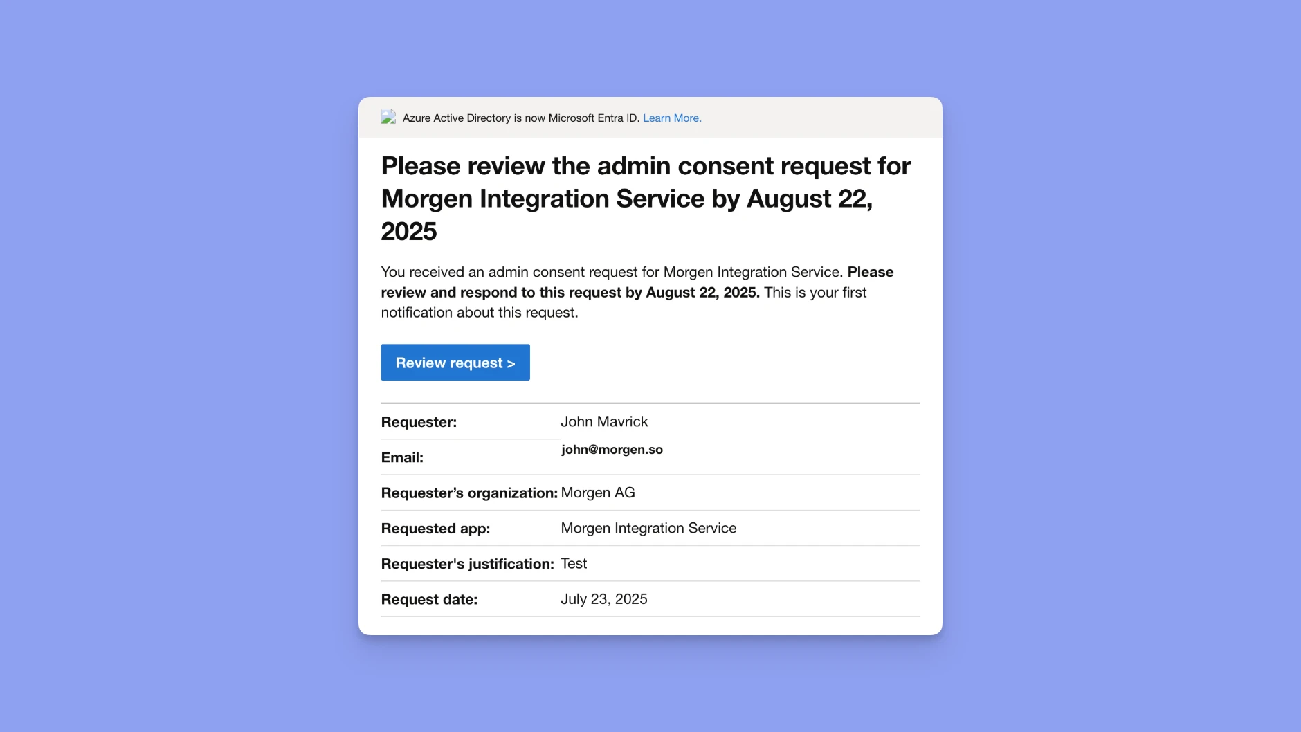 microsoft outlook review admin consent request