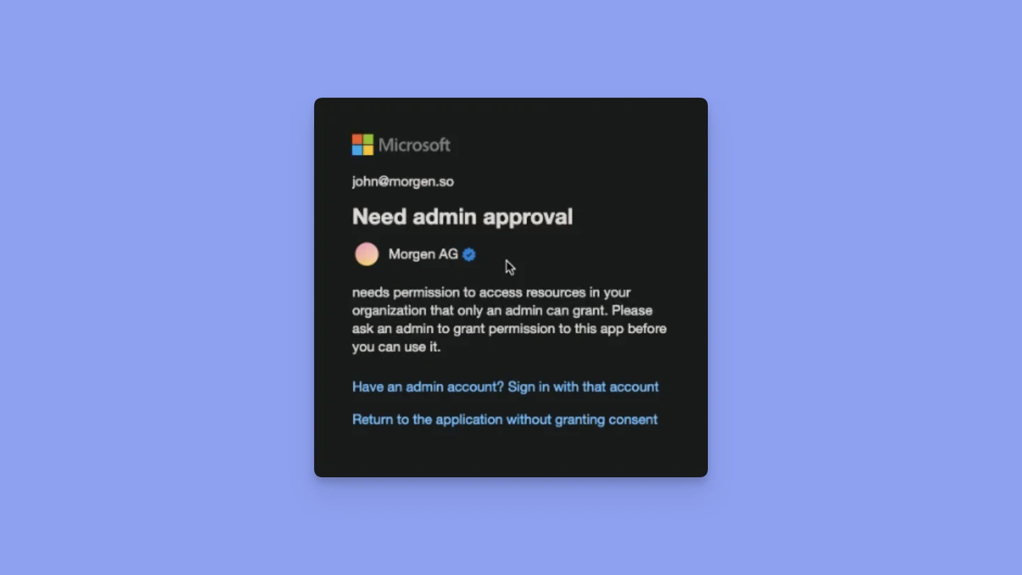 microsoft outlook need admin approval