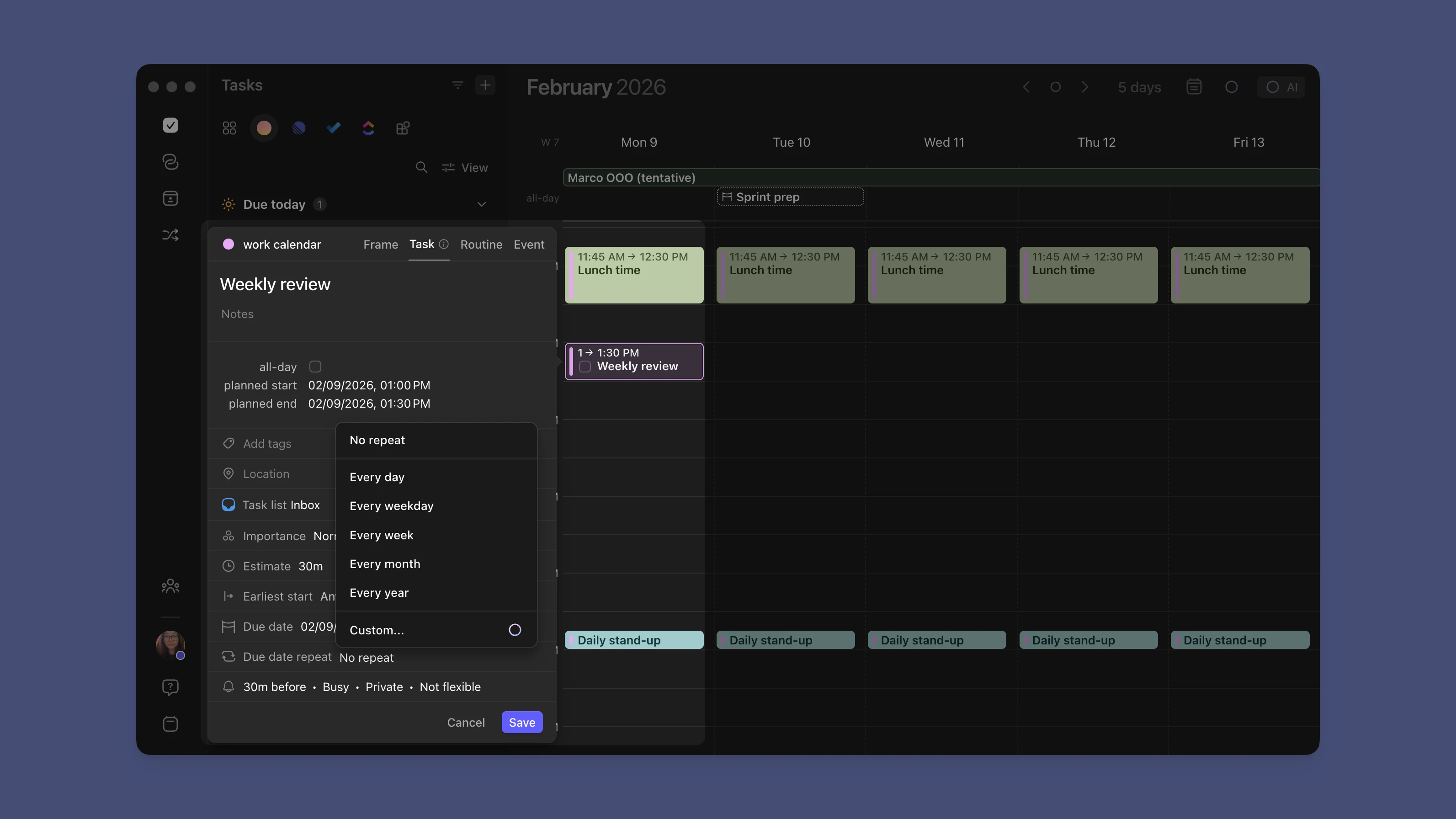 morgen app recurring due dates