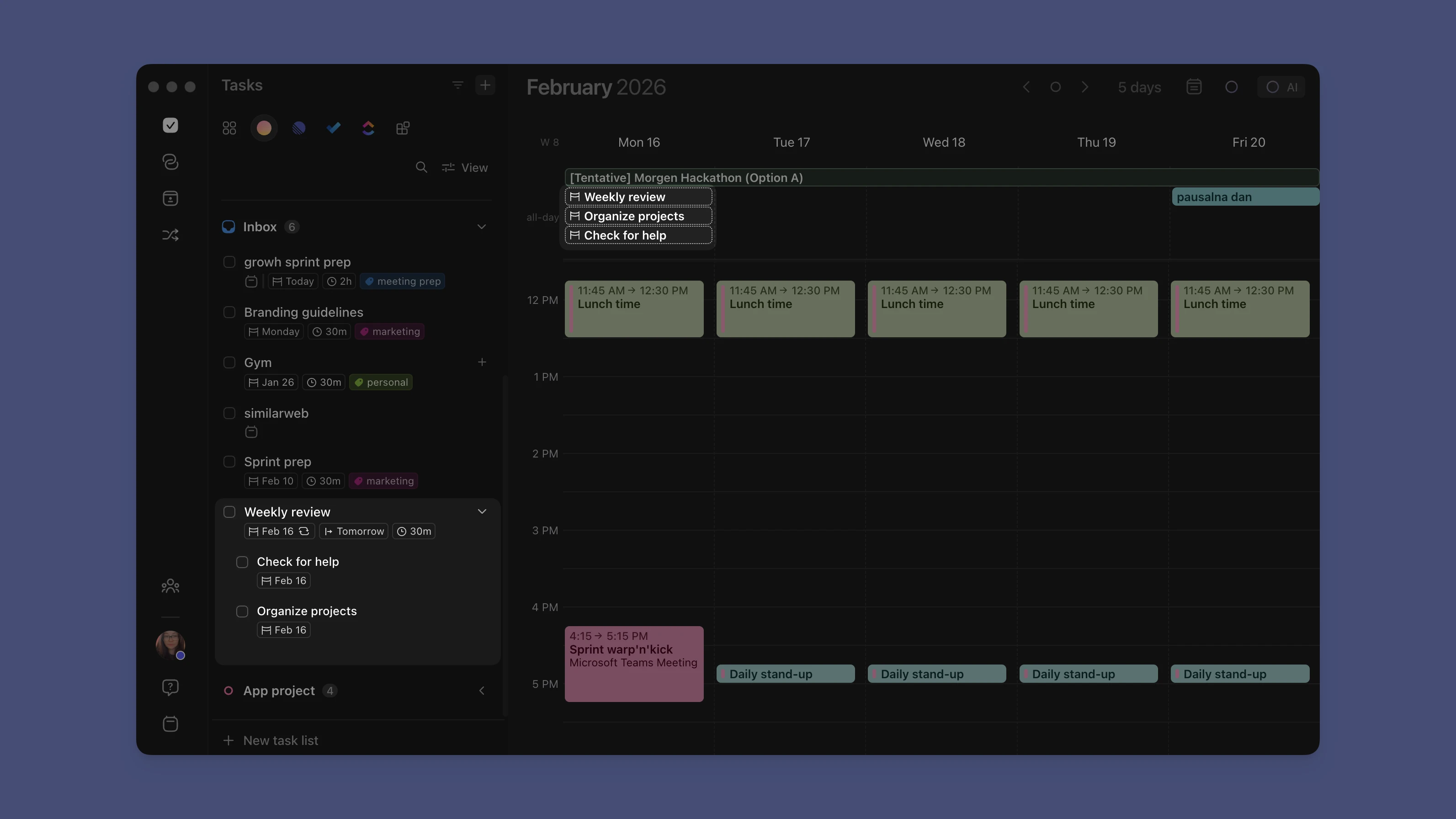 morgen app recurring date for subtasks
