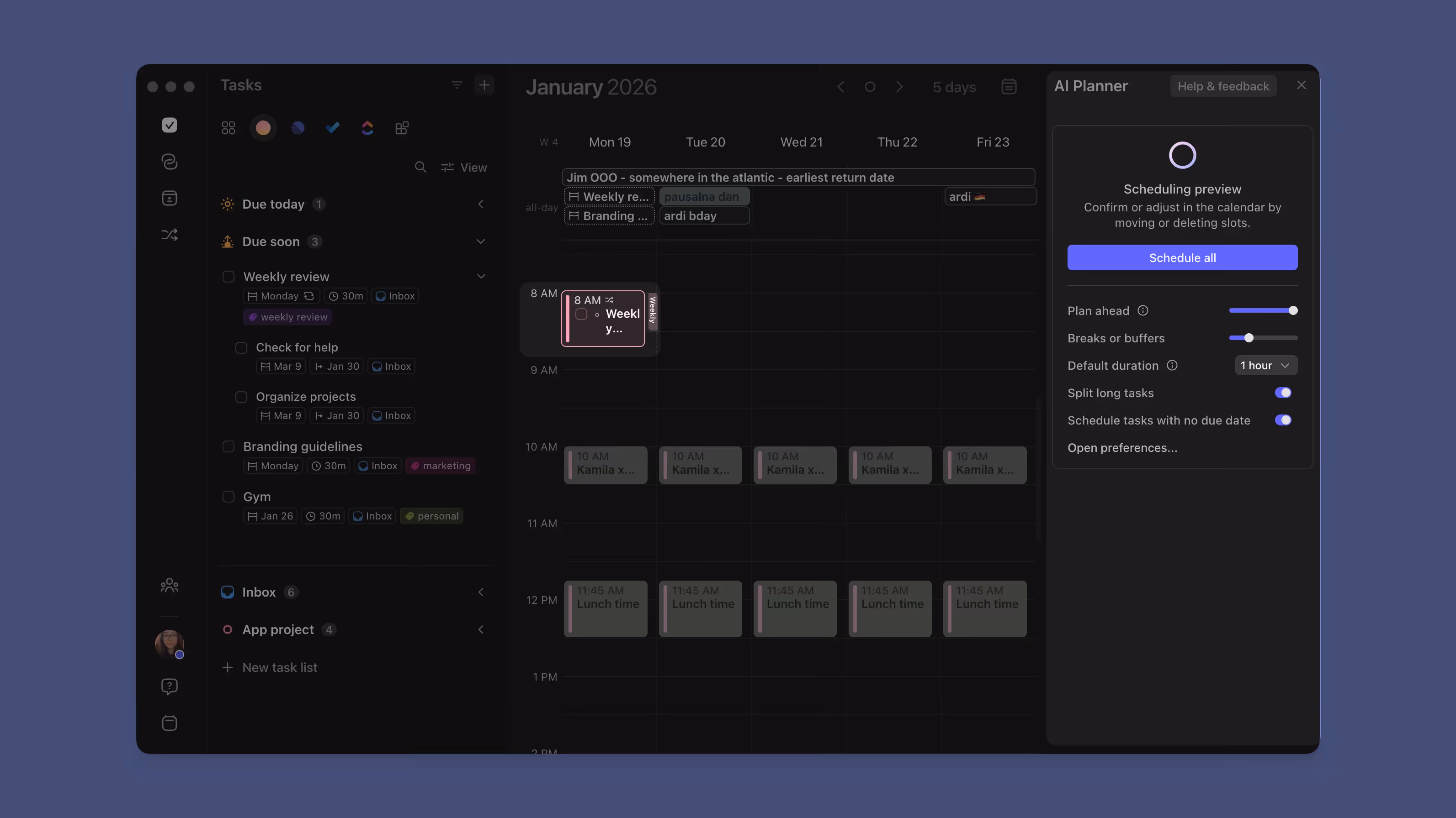 morgen app recurring dates with ai planner