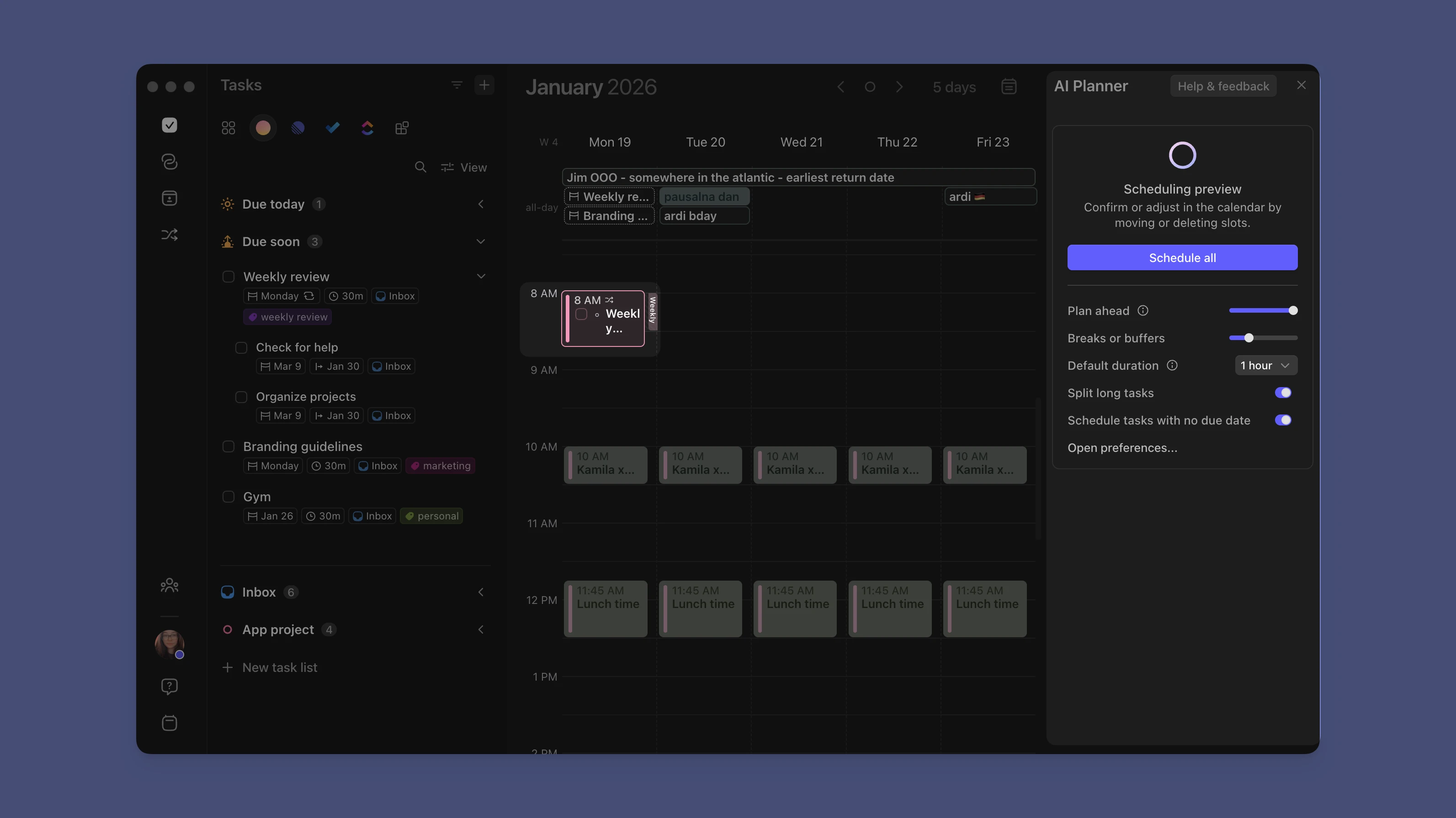 morgen app recurring dates with ai planner