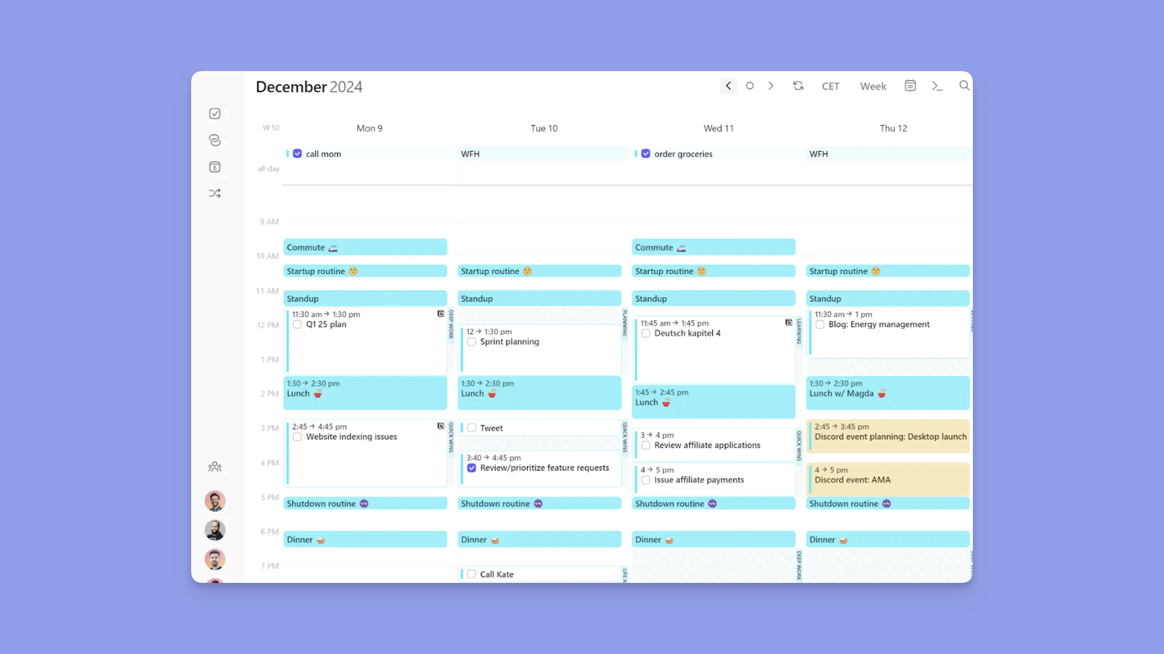 morgen time blocking