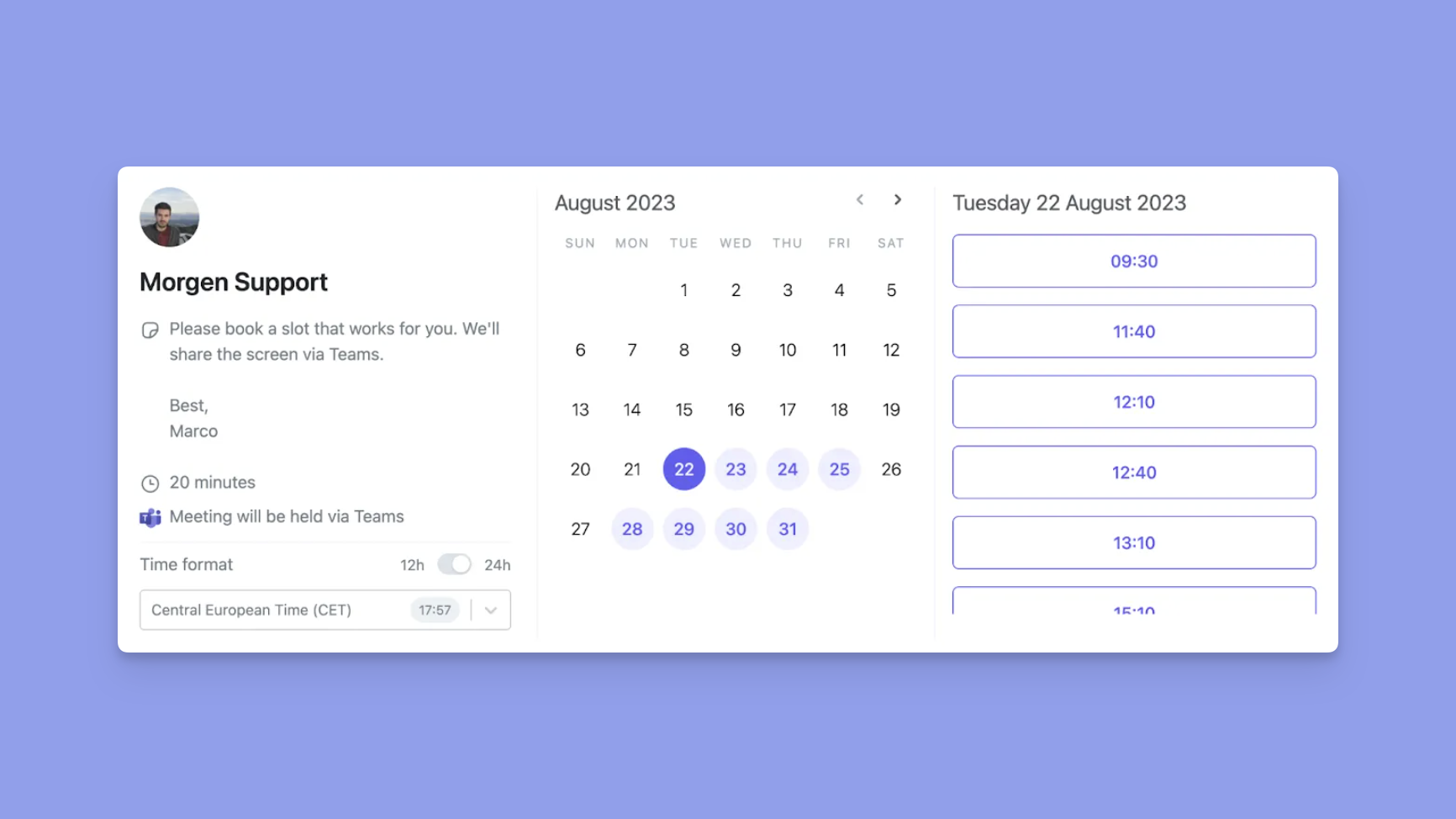 morgen meeting scheduler