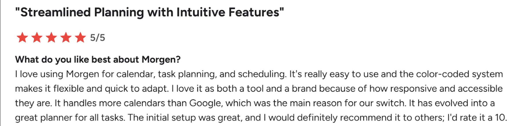 morgen customer review 2