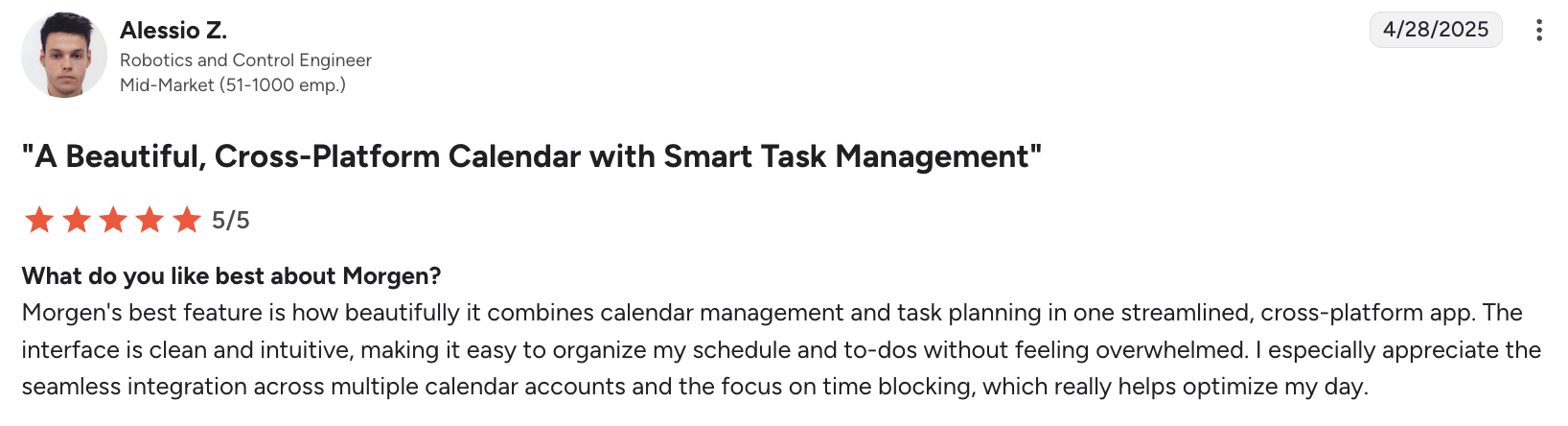 morgen reviews alessio