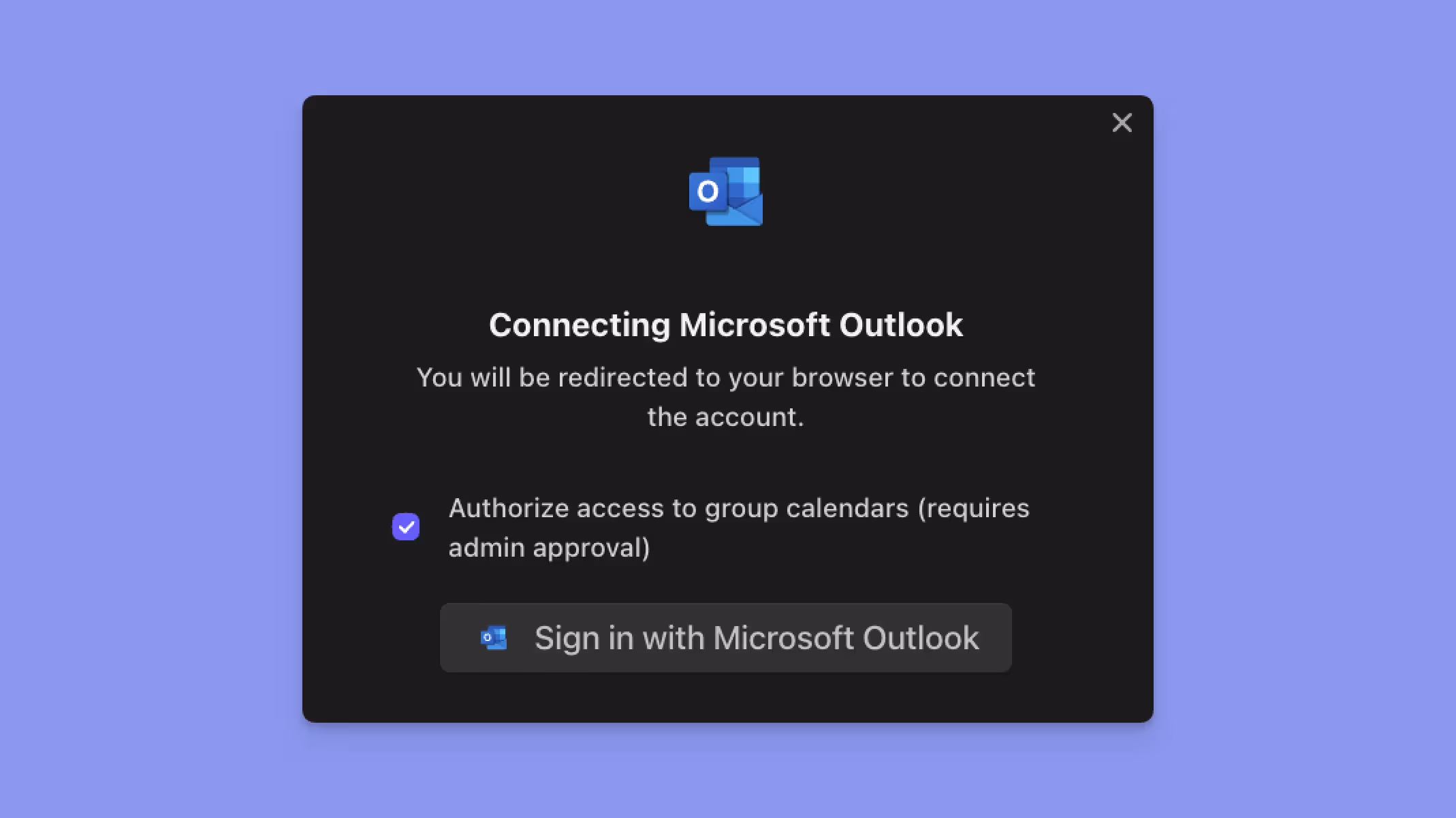 microsoft outlook authorize access to group calendars