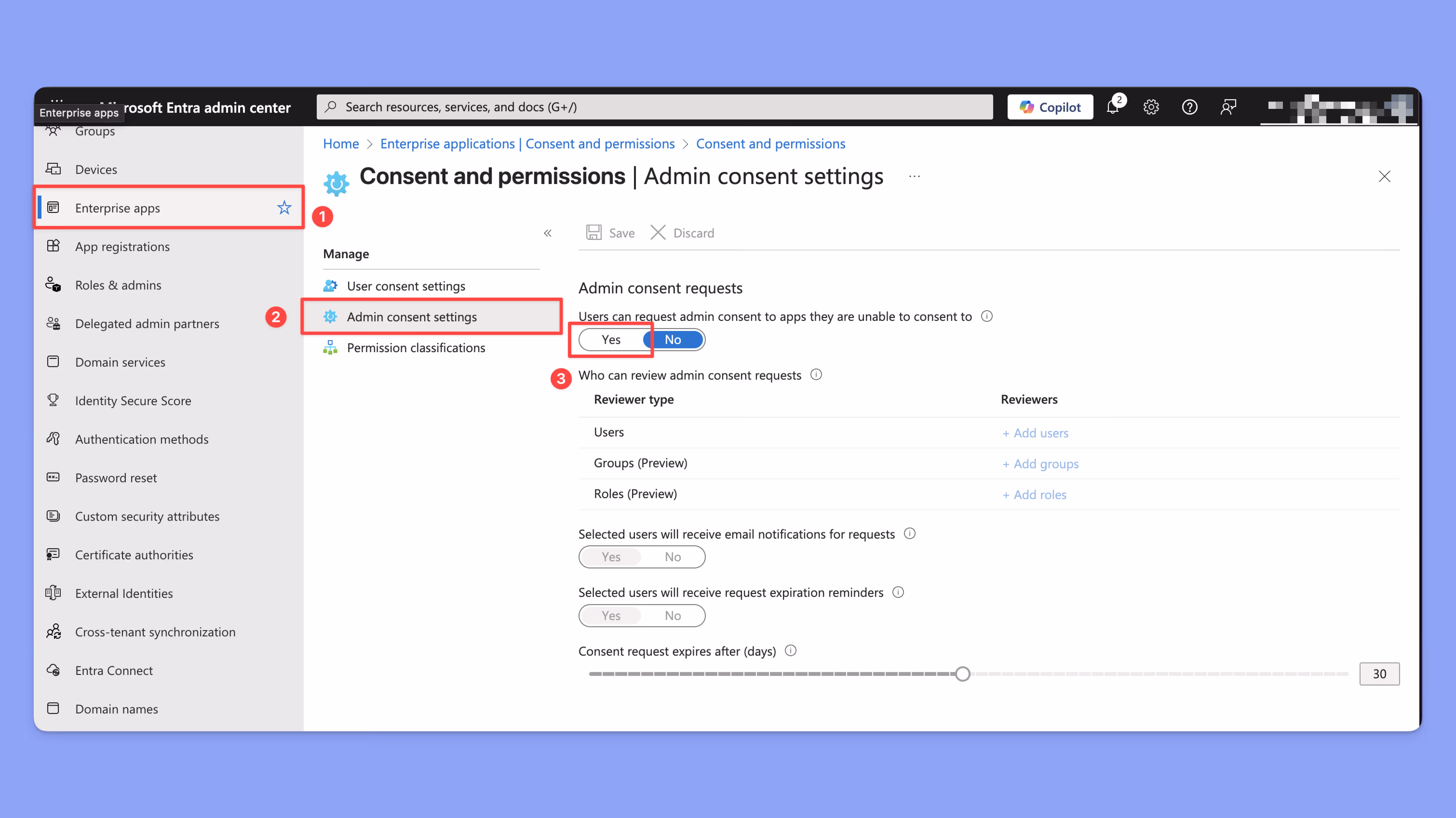 microsoft consent and permissions admin consent settings