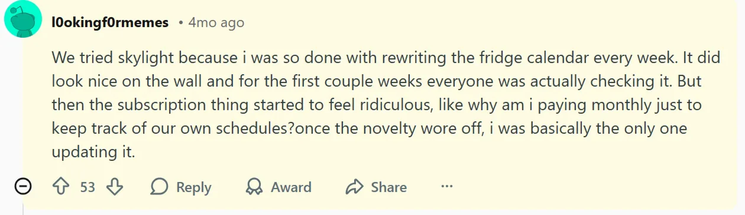 Reddit customer review highlight