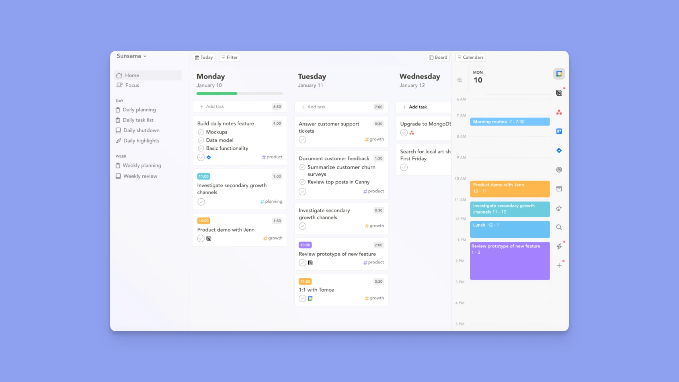 planificateur ia sunsama