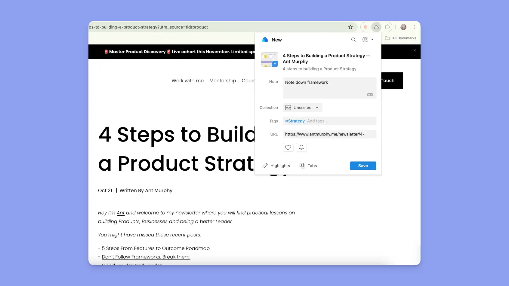 Extensão Raindrop chrome