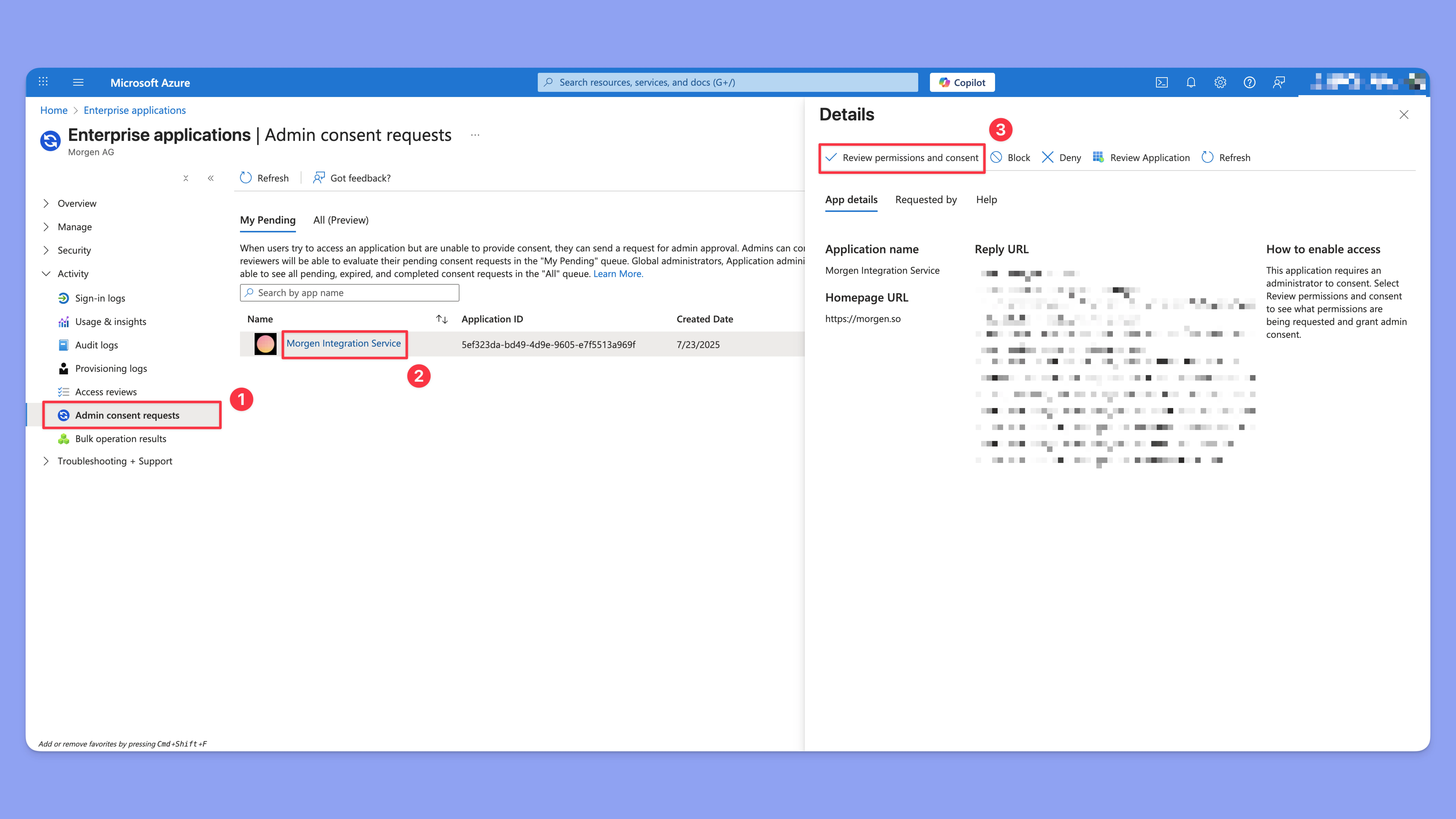 microsoft applications d'entreprise demandes de consentement administrateur