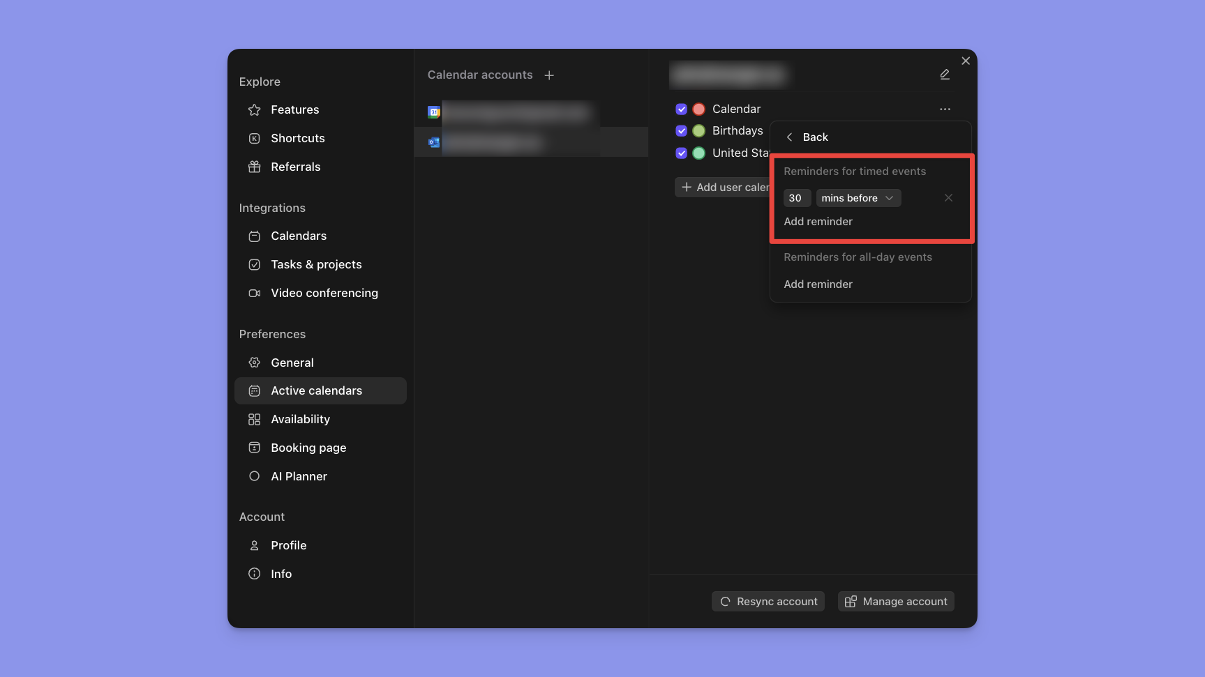 lembretes morgen para eventos com hora