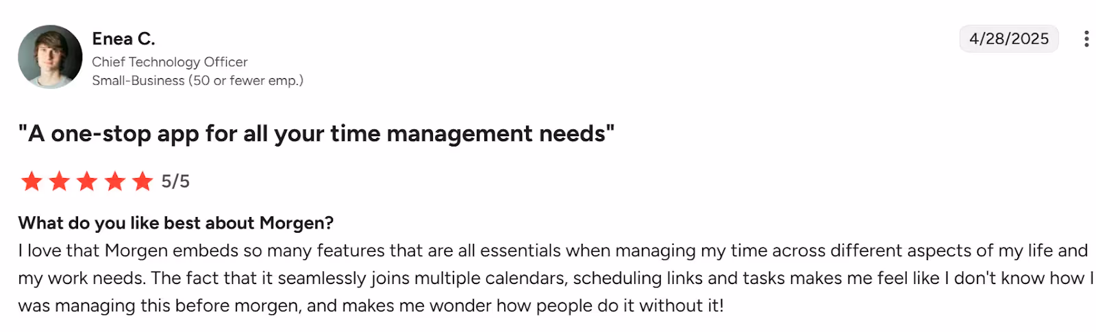 Morgen Customer Review