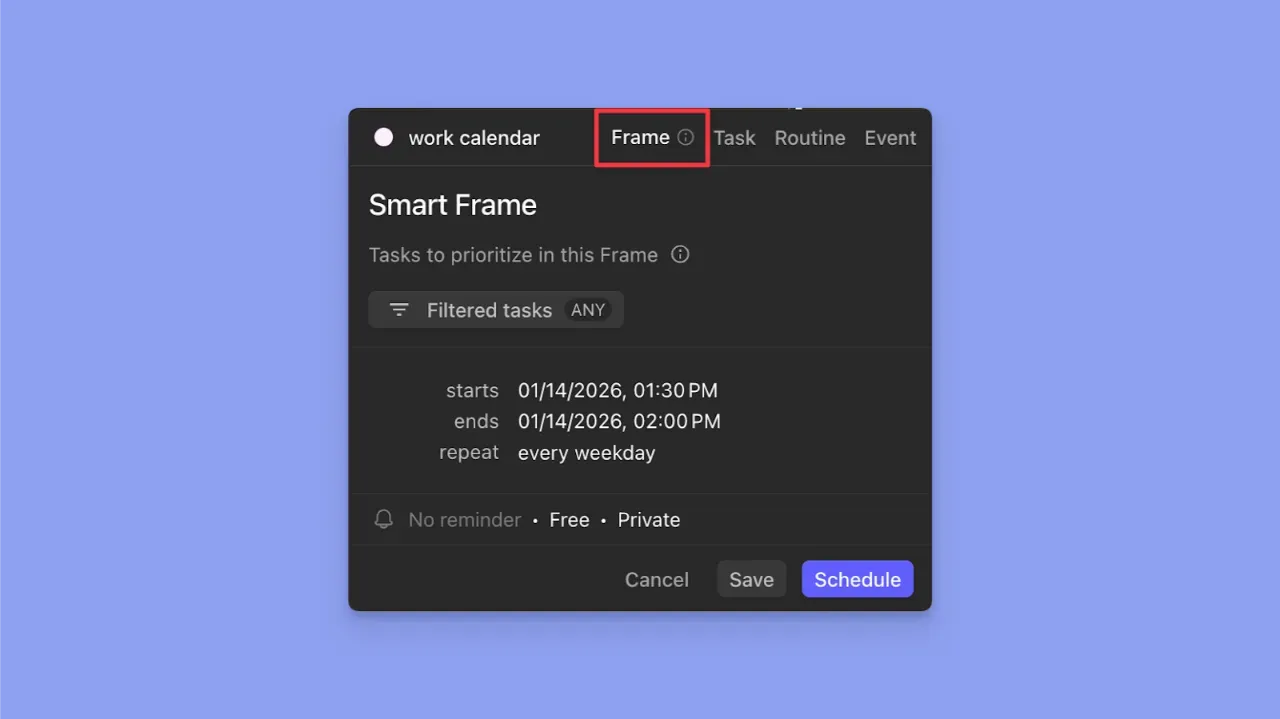 Interfaz de Frame inteligente de Morgen para bloqueo de tiempo