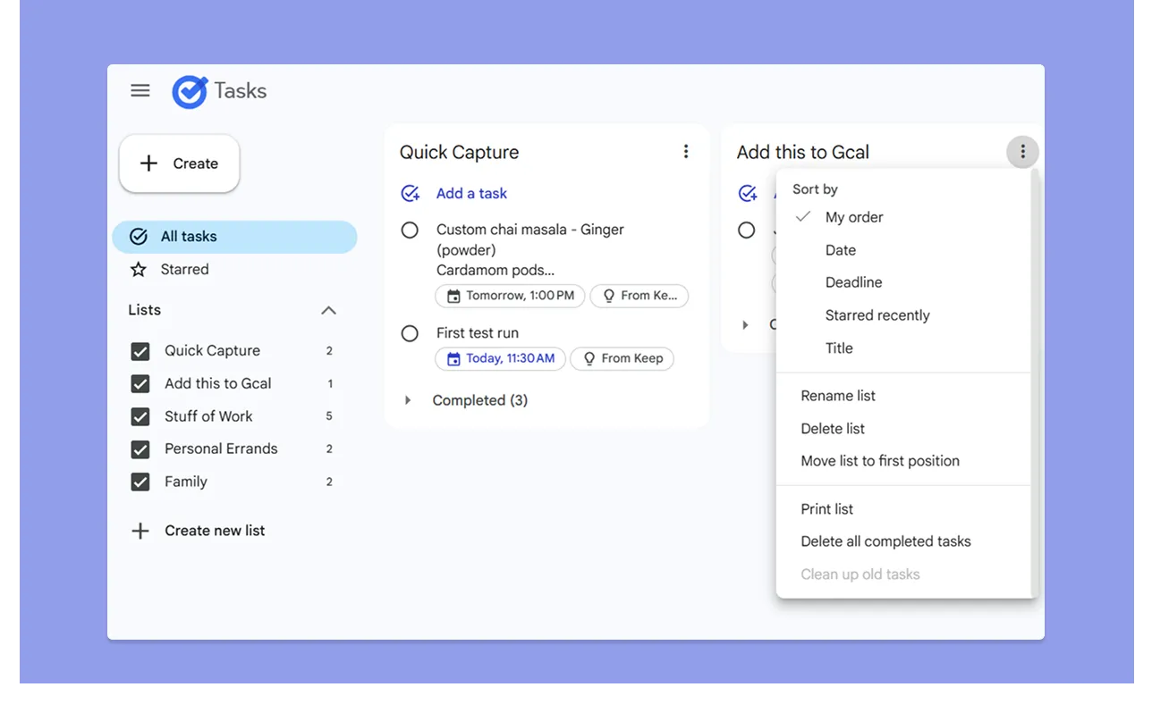 Task Organization & Search Google Task