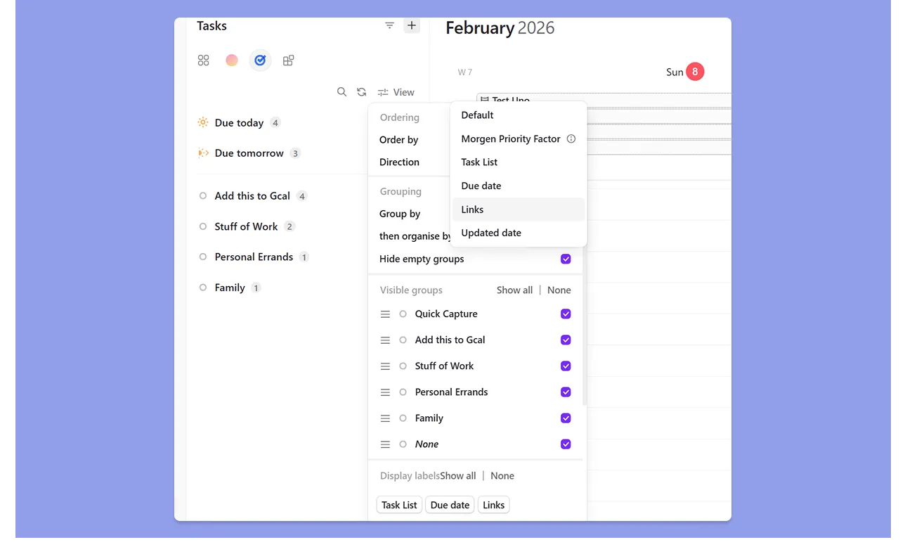Morgen Task Organization and Filtering