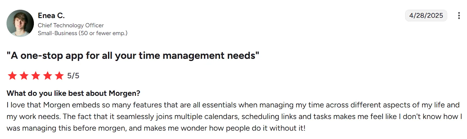 Morgen Customer Reviews