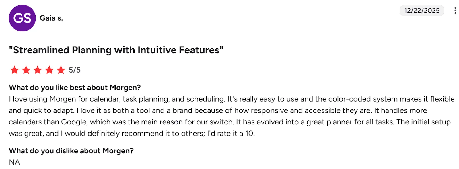 Morgen Customer Reviews