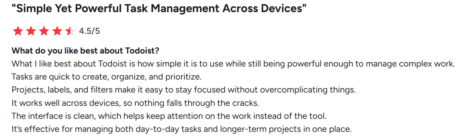 Todoist Customer Reviews