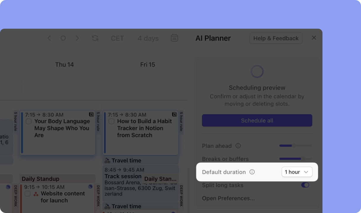 morgen default duration