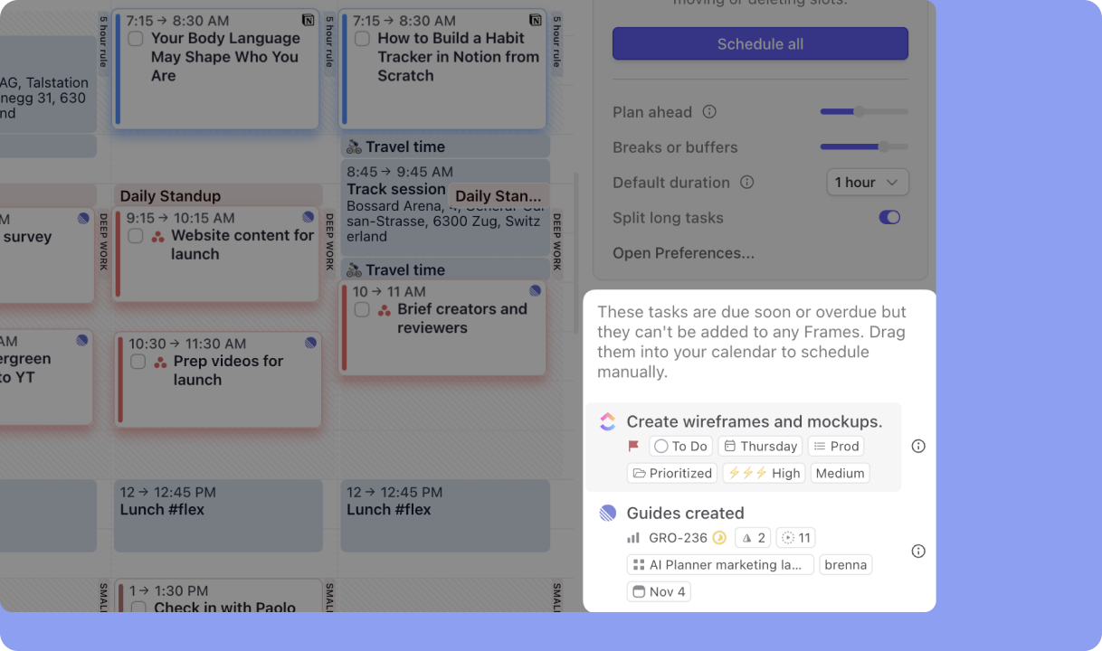 morgen ai planner filters