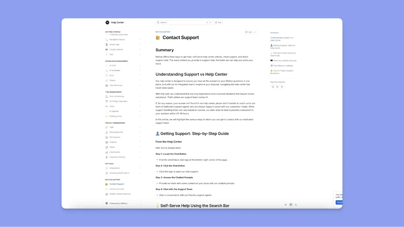 Motion Customer Support Page