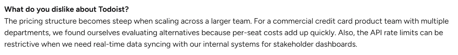 Todoist Customer Reviews Negative