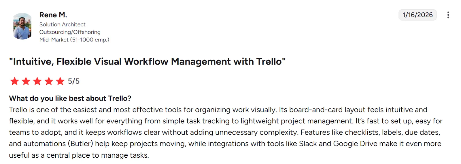 Customer Reviews trello