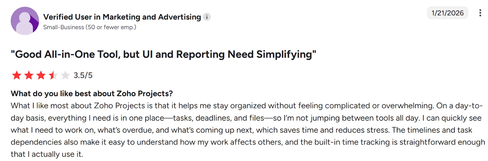 Customer Reviews Zoho projects