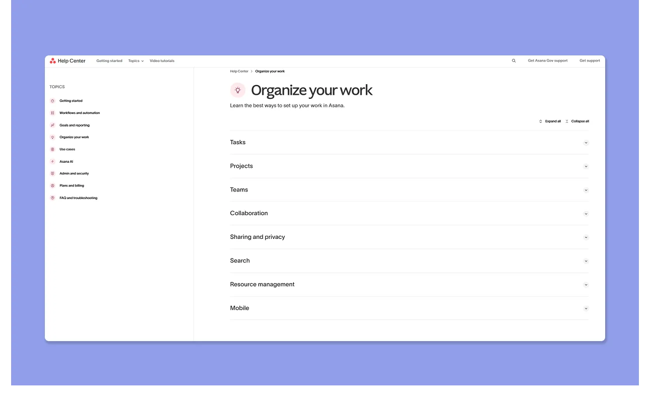 Asana customer support